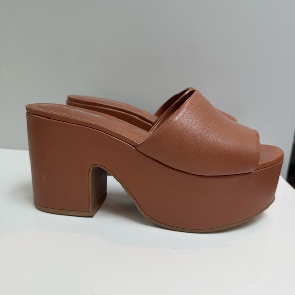 Larroude Brown Leather Platform Mules - Picture 2 of 6